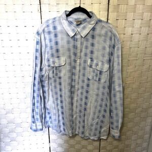 Carbon2Cobalt White & Blue Plaid Shirt‎ Button Up Long Sleeve Cotton Size XXL